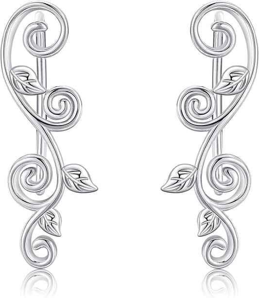 Ear Climbers Earrings for Women Sterling Silver Vintage Ear Crawler Earrings Jewelry Gifts for Women
