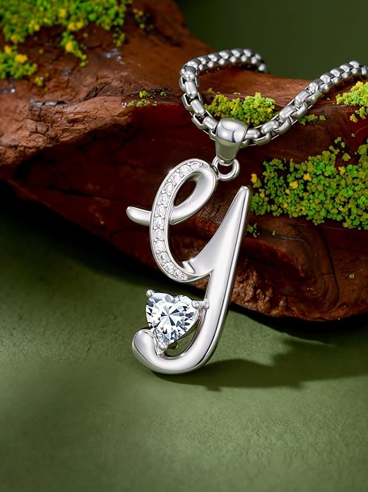 Birthday Gifts for Women Alphabet A to Z Initial Birthstone Pendant Necklaces for Women - 18k White Gold Plated Personalized Name Jewelry Anniversary Graduation Gifts for Wife Her Daughter Girlfriend(with Gift Box)
