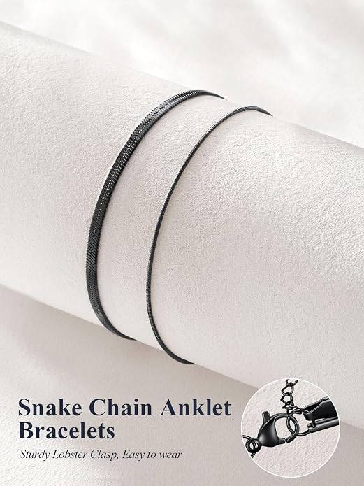 U7 Silver/Gold Ankle Bracelets for Women Layered Chain Anklets Stainless Steel Waterproof Summer Beach Anklet Cham, Adjustable 8.5"-10.5"