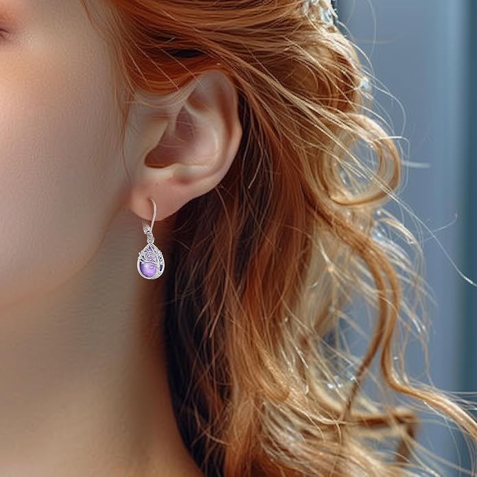 Tree of Life/Cat/Turtle/Butterfly/Flower/Celtic/Turquoise/Moonstone Dangle Earrings for Women Sterling Silver Cute Animals Drop Earrings Jewelry Gifts