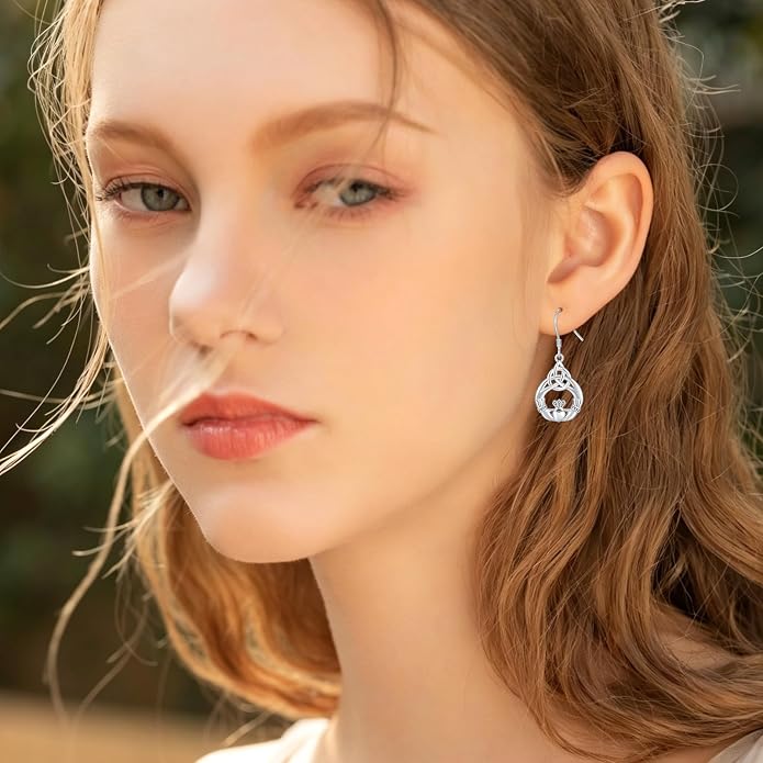 Celtic Knot Earrings 925 Sterling Silver Abalone Drop Dangle Celtic Earrings Gifts for Women