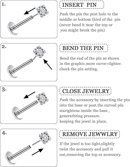 20G 18G 16G 14K Gold Filled Threadless Flat Back Earrings Studs Surgical Stainless Steel Opal CZ Nose Rings Studs Tragus Helix Conch Cartilage Earrings Piercing Jewelry For Women Men Silver