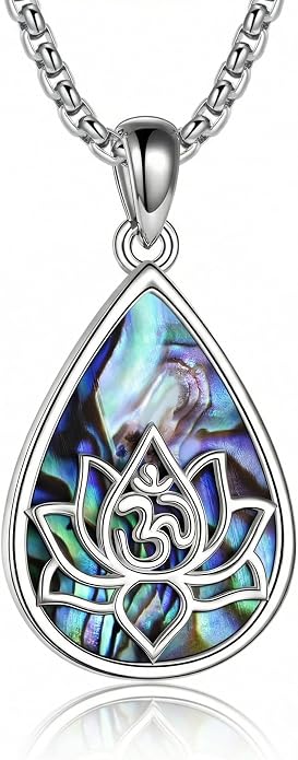 ONEFINITY Lotus Necklace 925 Sterling Silver Moonstone Pendant Necklace Yoga Lotus Jewelry for Women