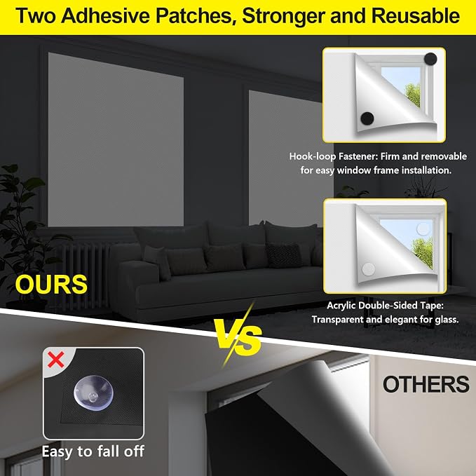 FADOTY 100% Blackout Curtains, 57"x 118" Portable Black Out Window Cover | Blackout Window Film Shades Blinds, Cuttable, No Drill, Sun Heat Light Blocker for Bedroom, Nursery, Media Room, RV, White