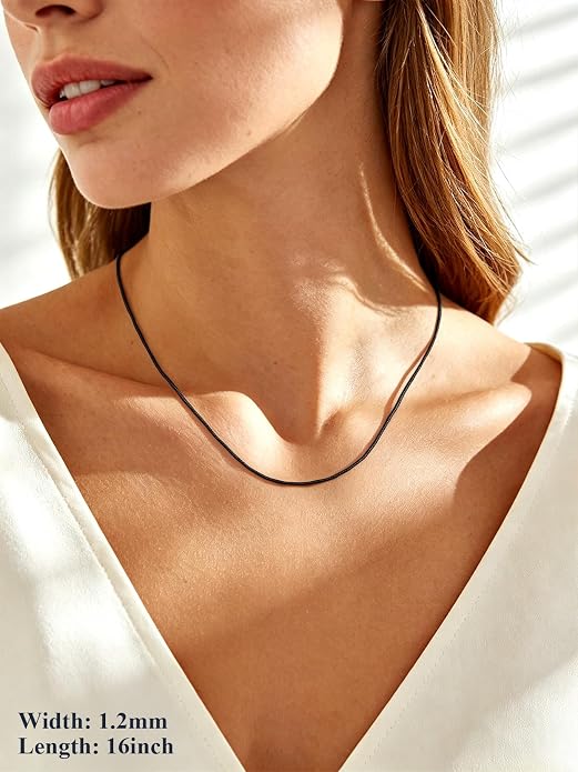 U7 Snake Necklace for Women 14K Gold Plated/Silver/Rose Gold/Black Chain Necklace Hypoallergenic, Stainless Steel Tiny Snake Chain Necklace 1/1.2/1.5/2MM, 14-30" Adjustable Minimalist Gift
