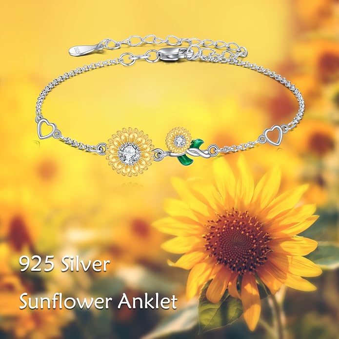 AOBOCO 925 Sterling Silver Anklet for Women Crystal Butterfly Dragonfly Evil Eye Ankle Bracelet Ankle Summer Beach Jewelry Gifts