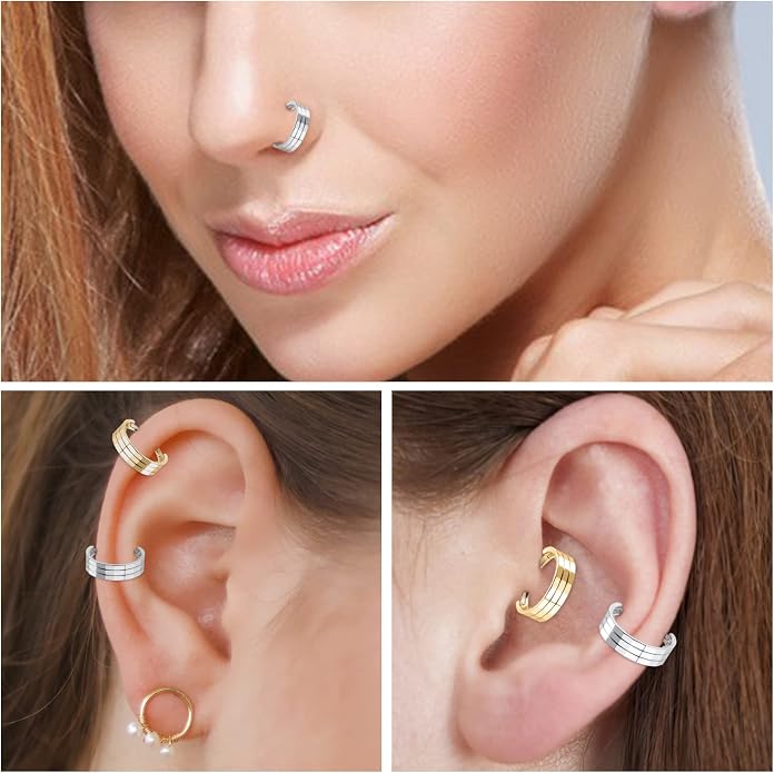 316L Surgical Steel Septum Clicker Ring Nose Ring Hoop Sleeper Hoop Earring Helix Rook Conch Cartilage Daith Tragus Earrings Lobe Nose Piercing Jewelry for Women