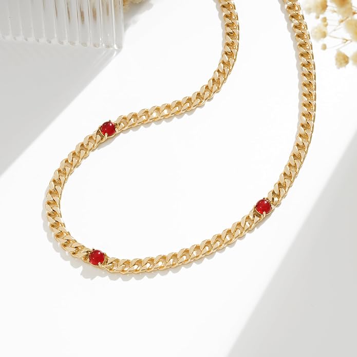 VACRONA Gold Choker Necklace for Women 14K Gold Plated Evil Eye Choker Delicate Long Gold Cuban Link Chain Green Cubic Zirconia Trendy Necklaces Jewelry Gift