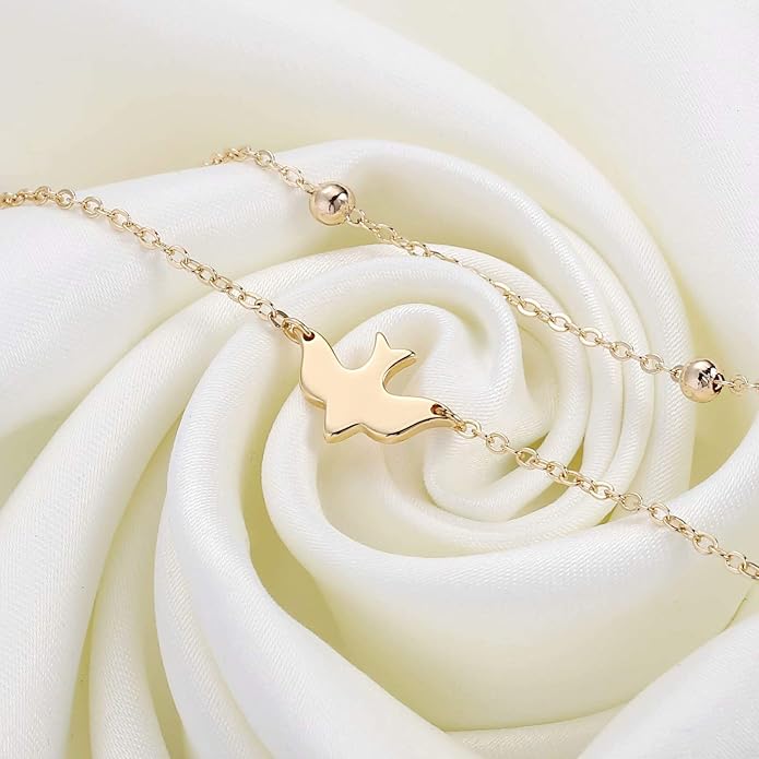 Dainty Gold Bracelets for Women, 14K Gold Plated Adjustable Layered Beads Bracelet Cute Evil Eye Oval Chain Pearl Bar Turtle Gold Bracelets for Women Jewelry