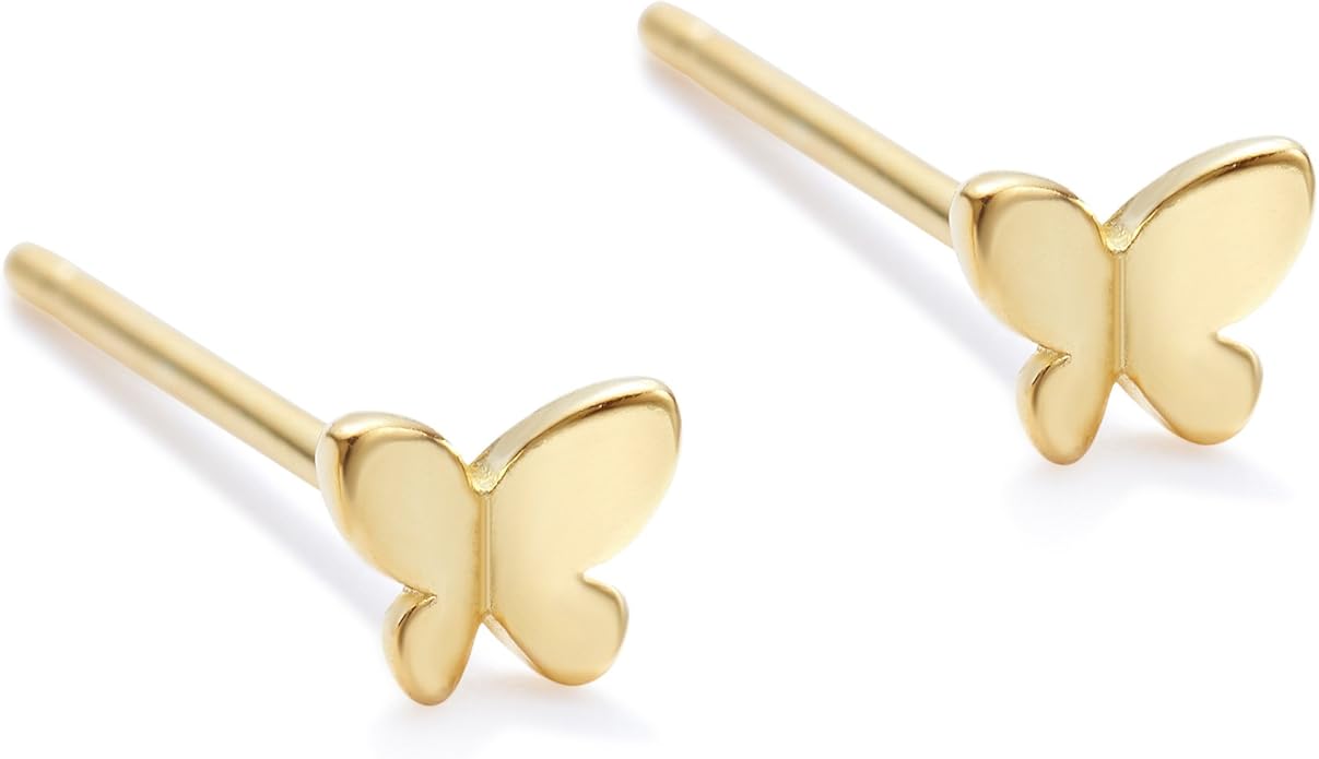 Butterfly Earrings Sterling Silver Tiny Butterfly Stud Earrings for Women Gold Minimalist Earrings Dainty Hypoallergenic Earrings for Sensitive Ears Mothers Day Gifts for Wife