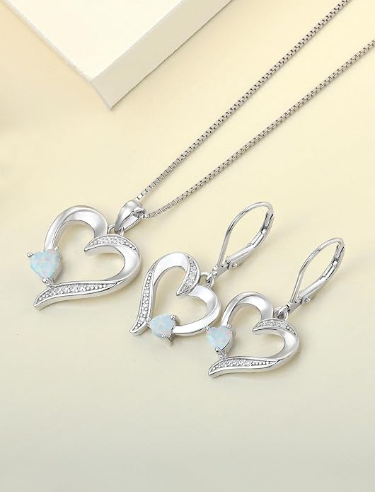 YL Heart Necklace 925 Sterling Silver Love Heart Pendant Birthstone Jewelry for Women