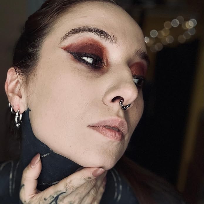 PUNKYOUTH 16G Titanium Septum Nose Ring Clicker Hoop 316L Surgical Steel Hinged Gothic Vintage Floral Style Earrings Piercing Jewelry for Nose Helix Rook Tragus 8mm Diameter