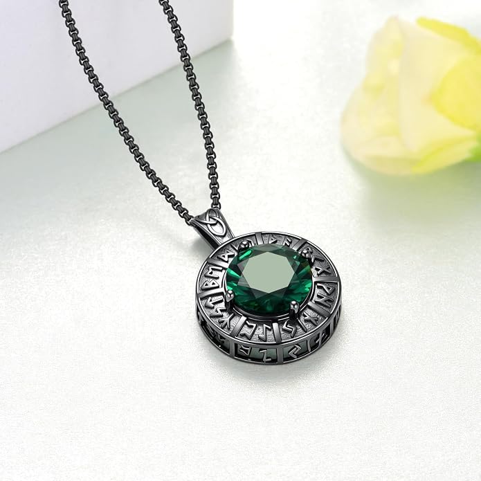 Viking Rune Necklace 925 Sterling Silver Norse Amulet Necklace Viking Jewelry Gifts for Men