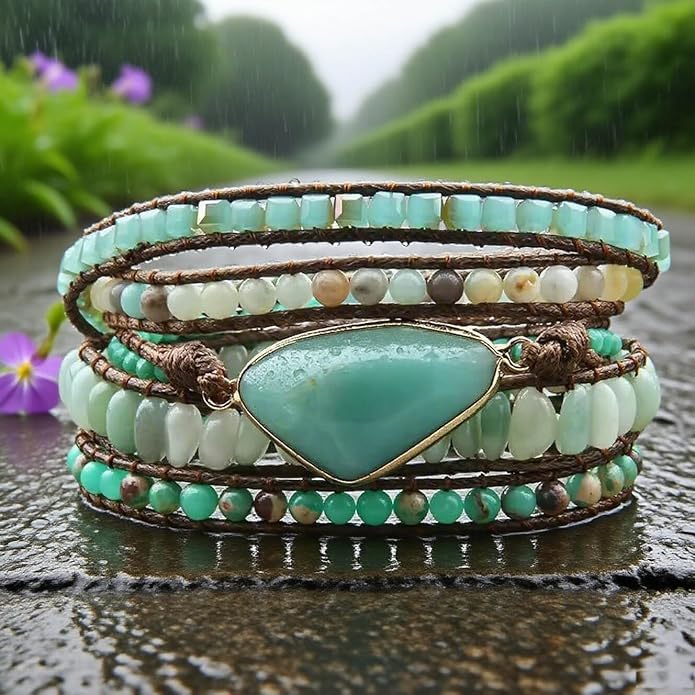Boho Wrap Bracelet for Women, Handmade Natural Imperial Jasper Multi-Layer Stone Beaded Bracelet, Bohemian Healing Crystal Stone Jewelry Gifts