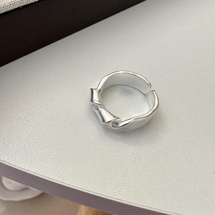 925 Sterling Silver Ring Minimalist Adjustable Rings Band Handmade Rings for Women Girls