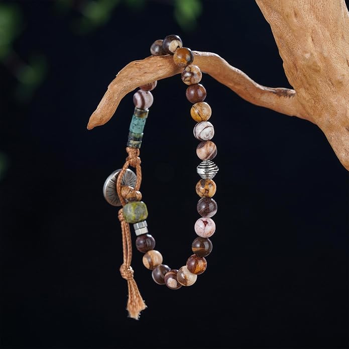 Plumiss Women Boho Handmade Natural Stone Crystal Leather Bead Wrap Bracelets Collection