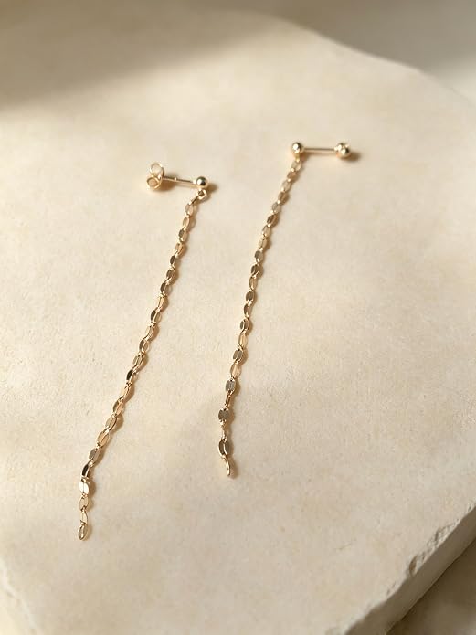 Long Chain Dangle Earrings Dainty Tassel Drop Linear Earrings Hypoallergenic Jewelry
