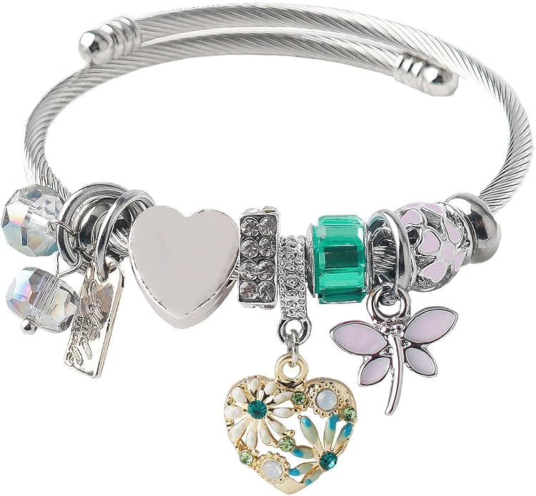 DS Charm Bracelets for girls,exquisite cute cartoon friendship bracelets Silver Stainless Steel Bangle with birthday Gift box, Adjustable girls jewelry Suitable for holiday gifts