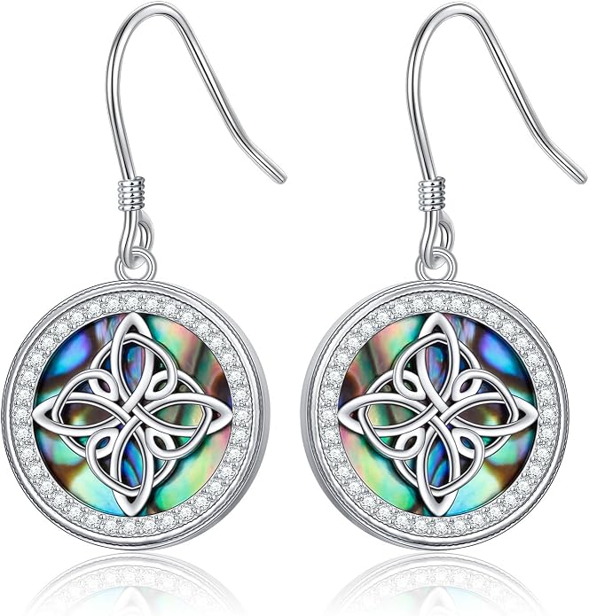Abalone Shell Earrings for Women 925 Sterling Silver Witches Knot/Compass Lighthouse Jewelry Dangle Drop Earrings Jewelry Gifts for Women Men