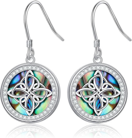 Abalone Shell Earrings for Women 925 Sterling Silver Witches Knot/Compass Lighthouse Jewelry Dangle Drop Earrings Jewelry Gifts for Women Men