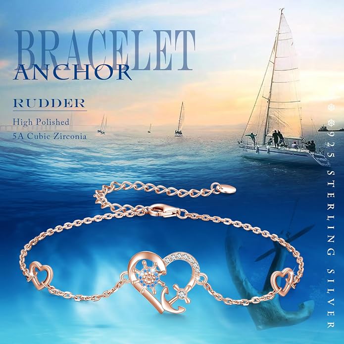 MEDWISE Multicolor Anchor Bracelets 925 Sterling Silver Anchor Jewelry Nautical Adjustable Bracelets Navy Wife Jewelry Gifts for Women Daughter Christmas Gifts 2025