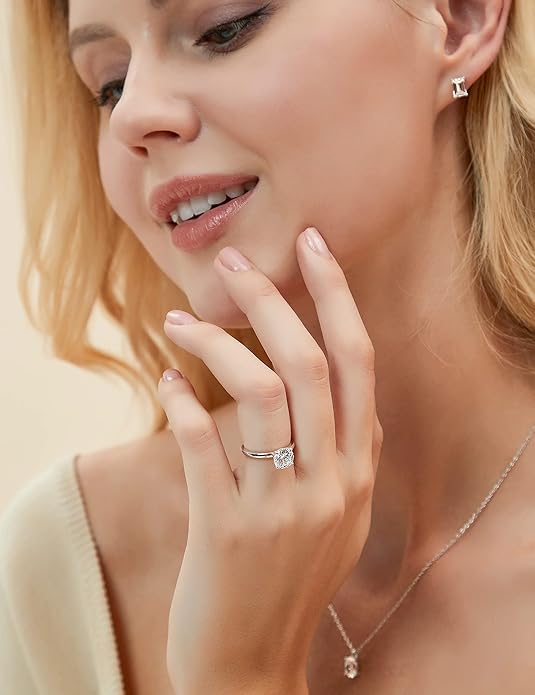 EAMTI 1.5CT 925 Sterling Silver Engagement Rings Round Cut Solitaire Cubic Zirconia CZ Wedding Promise Rings for Her Wedding Bands for Women Size 3-11