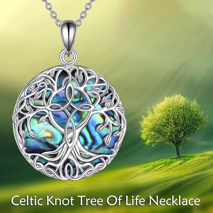 YFN Tree of Life Necklace Sterling Silver Celtic Knot Tree Pendant Jewelry Gifts for Women Men