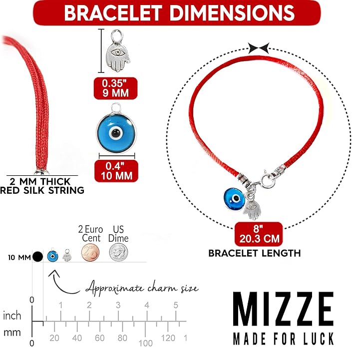 Turkish Blue Evil Eye & Hamsa Hand Bracelet - Men's Red String - Lucky Protection & Friendship Jewelry - Gift for Men, Dad, Husband, Brother, Boyfriend