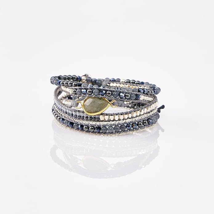 Bracelet for Women – Handmade Vegan Boho Natural Stone Layered Bracelet, Thailand Bohemian Stackable Beaded Wrap Bracelets, Summer Hippie Bracelet Stack, Fashion Jewelry Gifts