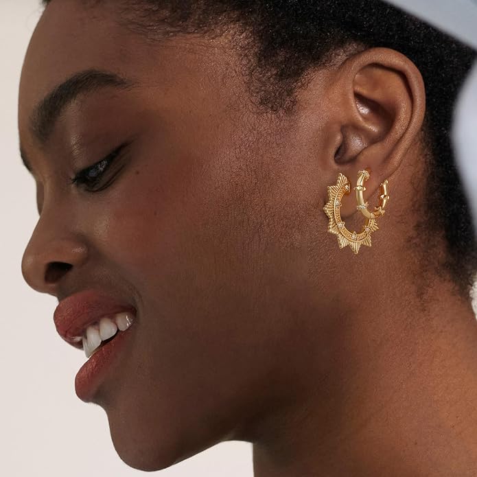 MYEARS Women Hoop Earrings Gold 14K Gold Filled Small Simple Handmade Hypoallergenic Everyday Illusion Jewelry