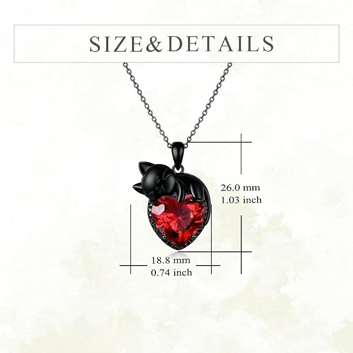 Cat Necklace Sterling Silver Cat Zircon Pendant Gothic Jewelry for Women Animal Lovers Gifts