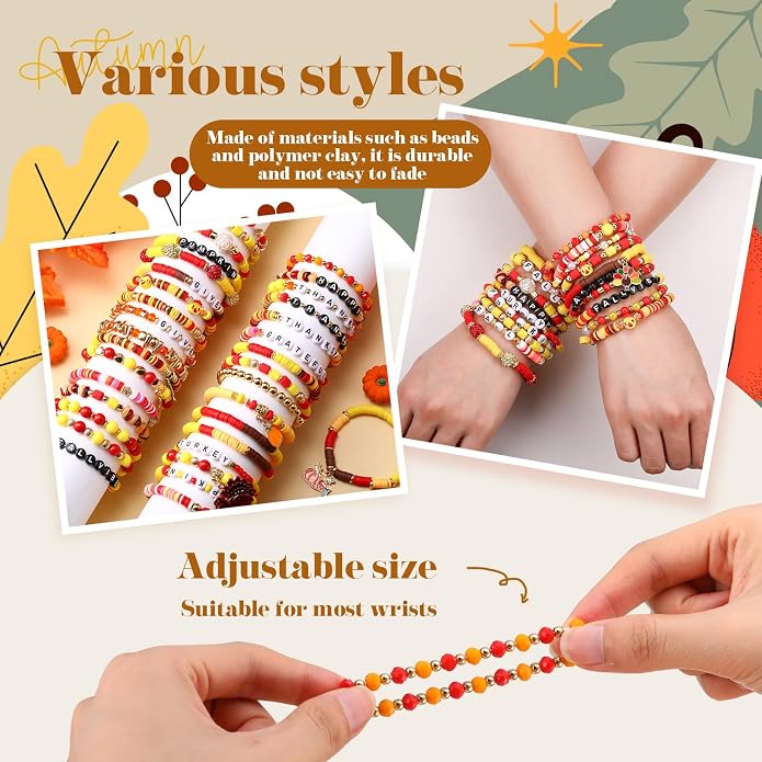 Equsion 100 Pcs Preppy Friendship Bracelets for Women Heishi Surfer Clay Stackable Bead Easter Boho Y2k Bracelets Gifts