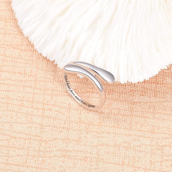 Fookduoduo 925 Sterling Silver Ring Inspirational Jewelry adjustable Wrap Open Rings for Women