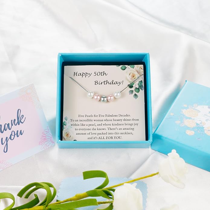 Sereney Sterling Silver Birthday Gifts for Girls Women, Pearl Necklace as 7 9 10 11 13 15 16 18 21 30 40 50 60 Year Old Birthday Gifts, Single Pearl Necklace as Bday Gifts for Friends