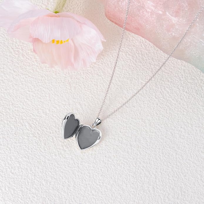 PELOVNY Locket Necklace That Holds Pictures 925 Sterling Silver Photo Locket Pendant Birthday Christmas Memorial Jewelry Gifts for Women Men