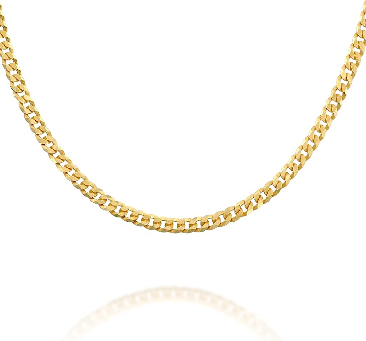 PAVOI 22K Gold Plated Chain Necklace For Women | Italian Solid 925 Sterling Silver Necklace for Men | Cuban Link, Rope, Snake & Rope Diamond-Cut Herringbone | Trendy Unisex Jewelry