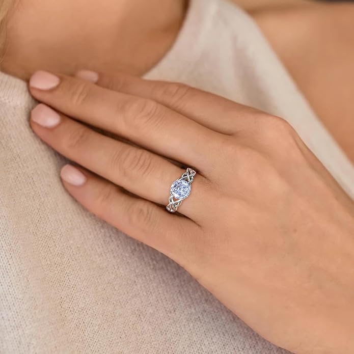 STARCHENIE Celtic Knot Promise Ring for Women 925 Sterling Silver Engagement Wedding Band with Birthstone (Size 5-10)
