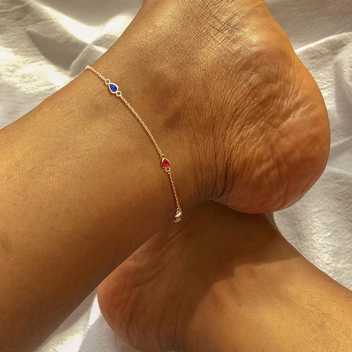 MEVECCO Anklet for Women Gold Chain 14K Gold Plated Dainty Boho Beach Summer Simple Foot Jewelry Ankle Bracelet
