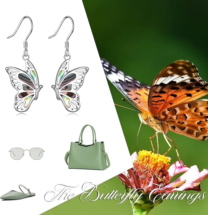 Butterflygold/Cat/dog/Dragonfly/Orca/Bee/Amber/Axolotl/Toothless/Hedgehog/Dragon/Snake/Horse/Mushroom/Anime/Dragonfly Earring for Women Sterling Silver Animals Drop Earring Jewelry Hypoallergenic (silver-butterfly)
