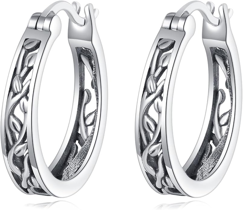 Sterling Silver Hoop Earrings Small Hoop Sun/Leaf/Triangle Huggie Earrings for Women Hypoallergenic