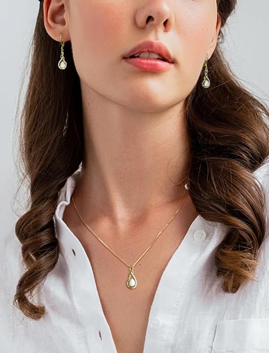 STARCHENIE Infinity Teardrop Pendant Necklace for Women 925 Sterling Silver Birthstone Jewelry