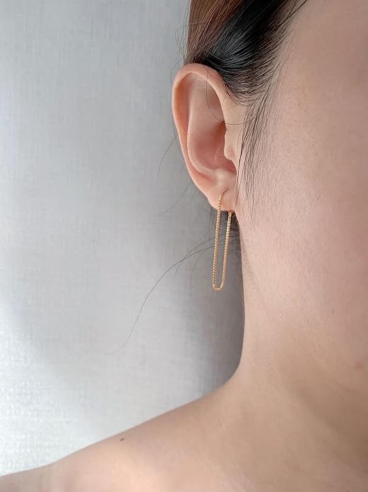 Tassel Earrings for Women Gold Plated Silver Chain Earrings Dainty Minimalist Dangle Drop Studs