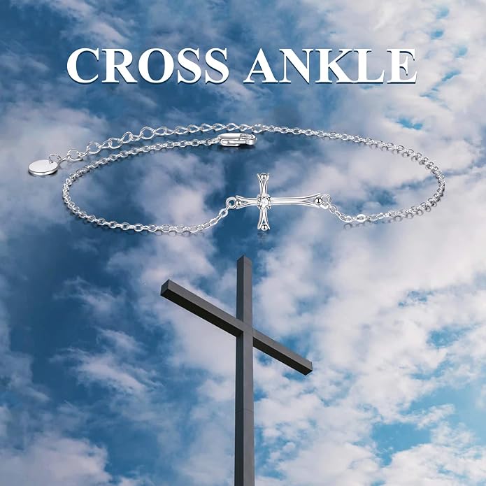 POPLYKE 925 Sterling Silver Infinity/Cross/Mermaid/Starfish/Pearl Anklet for Women Summer Jewelry