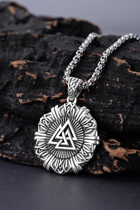 Viking Necklace for Men Women 925 Sterling Silver Norse Jewelry Fathers Mothers Day Anniversary Birthday Gifts for Mom Dad Husband Brother (with Gift Box)