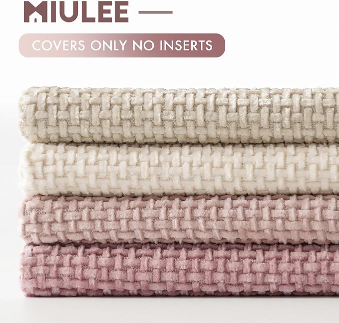 MIULEE Pack of 4 Valentines Couch Throw Pillow Covers 16x16 Inch Neutral Pink Cute Decorative Chenille Pillows Farmhouse Boho Accent Cushion Covers for Coquette Room Spring Decor Sofa Bed Living Room