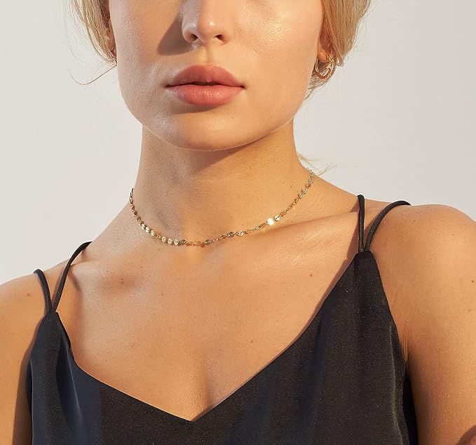 Lcherry Dainty Choker Necklace for Women 14K Gold Plated Choker Necklace Gifts for Her
