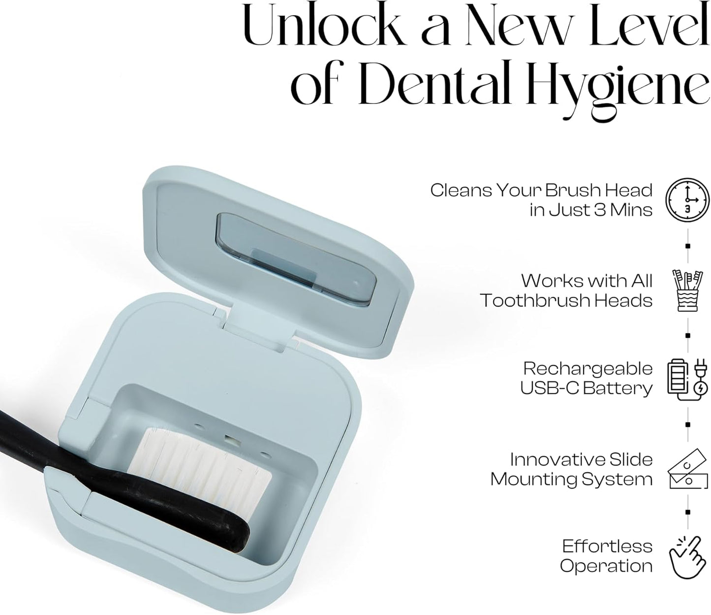 Mondano UV-C Toothbrush Sanitizer and Holder, Toothbrush Case - Manual/Electric Toothbrush Cover for Any Toothbrush Head - Rechargeable Toothbrush Travel Case, Tooth Brush Cover Cap for Home