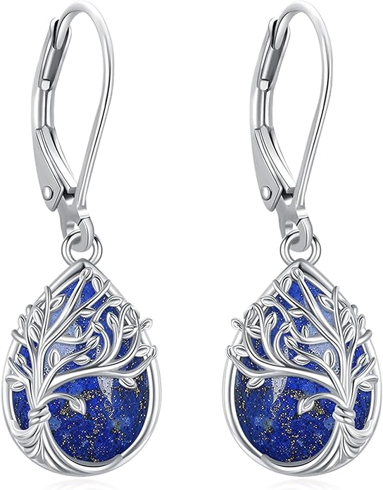 Tree of Life/Cat/Turtle/Butterfly/Flower/Celtic/Turquoise/Moonstone Dangle Earrings for Women Sterling Silver Cute Animals Drop Earrings Jewelry Gifts