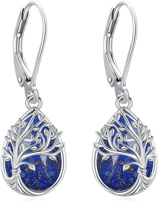 Tree of Life/Cat/Turtle/Butterfly/Flower/Celtic/Turquoise/Moonstone Dangle Earrings for Women Sterling Silver Cute Animals Drop Earrings Jewelry Gifts