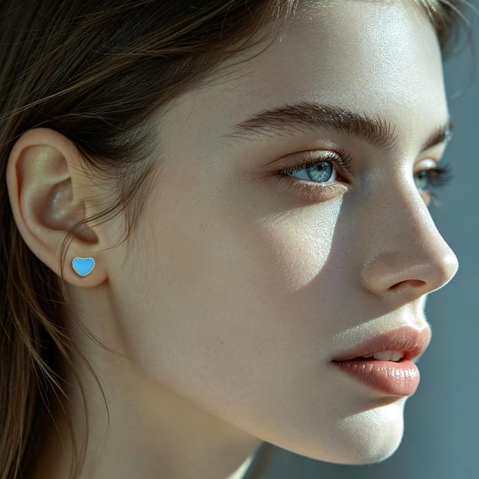 JMLOON 12 Pairs Enamel Flat Back Stud Earrings Surgical Stainless Steel Round Heart Star Square Hexagon Screw Back Stud Earrings